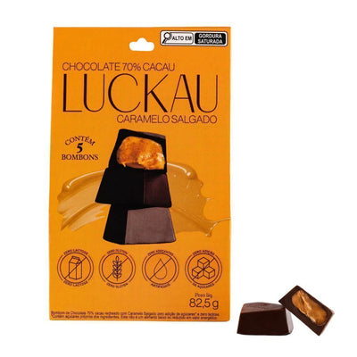 Pouch Bombom Chocolate 70% Cacau recheado com creme de Caramelo Salgado - Zero Adição de Açúcares, Lactose e Glúten - 5