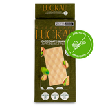 Display Barras Chocolate Branco com pedaços de Pistache - Zero Adição de Açúcares, Lactose e Glúten - Luckau - 6 unidade