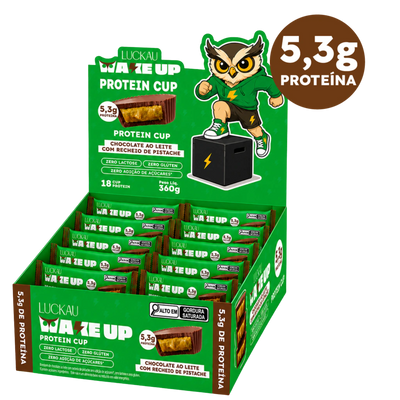 Protein Cup 25% Proteina - Chocolate ao Leite Proteico Recheado com Pistache Proteico - Zero Glúten, Lactose e Adição de
