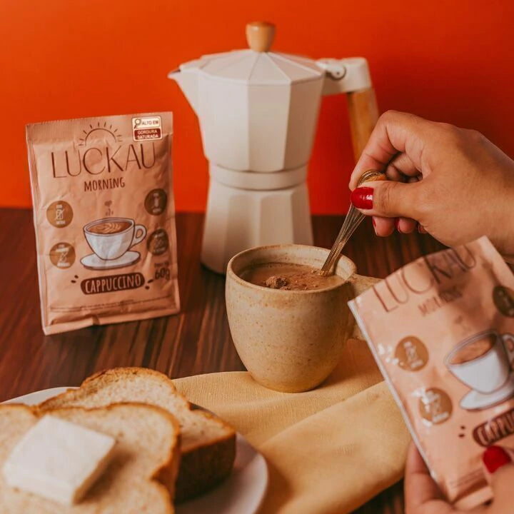Capuccino em Pó - Zero Adição de Açúcares, Lactose e Glúten - Luckau - 60g - imagem 2