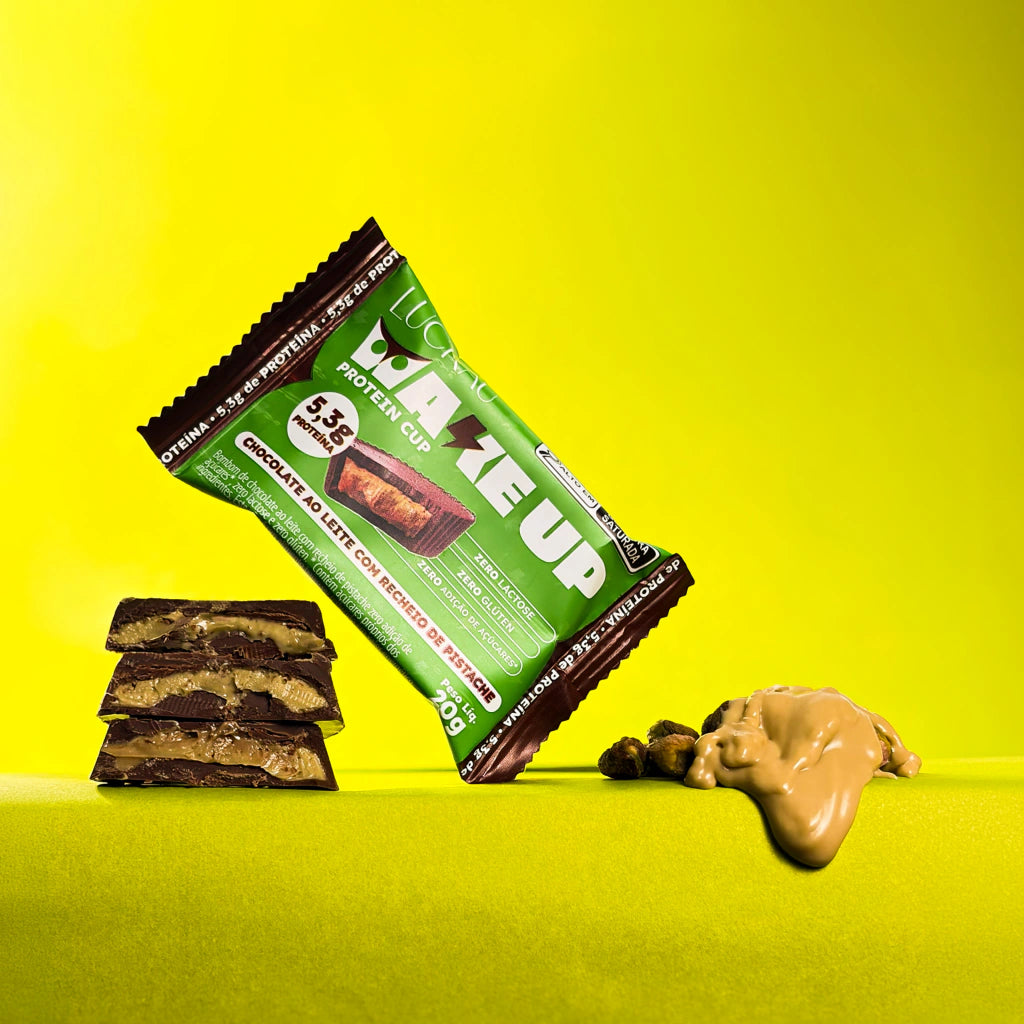 Protein Cup 25% Proteina - Chocolate ao Leite Proteico Recheado com Pistache Proteico - Zero Glúten, Lactose e Adição de - imagem 3