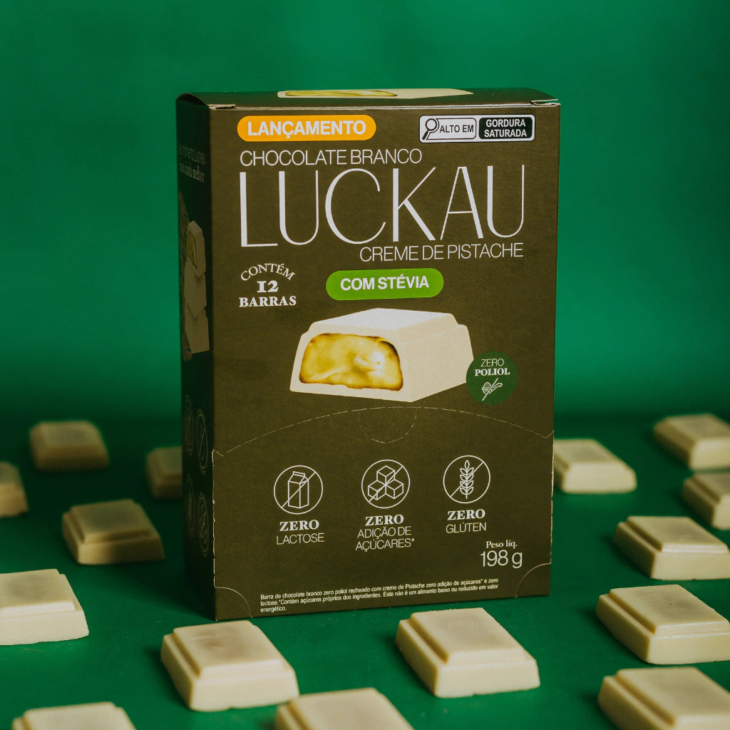 Display de Barra Recheada de Chocolate Branco com Creme de Pistache - Zero Poliol, Zero Adição de Açúcares, Lactose e Gl - imagem 3