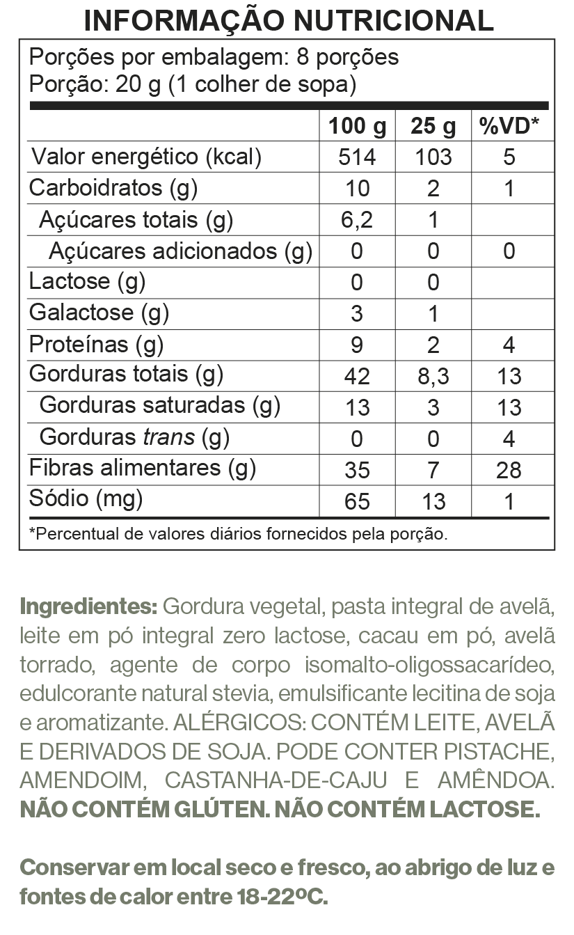 Creme de Avelã Zero Poliol com Pedaços de Avelã - Pote 160g