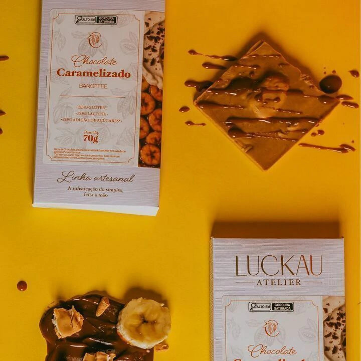Barra Chocolate Caramelizado Banoffee - Zero Adição de Açúcares, Lactose e Glúten - Luckau - 70g - imagem 3