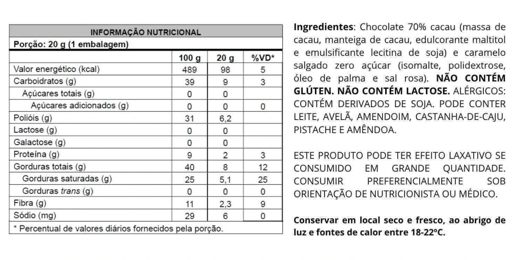 Display Barras Chocolate 70% Cacau Caramelo Salgado Vegana - Zero Adição de Açúcares, Lactose e Glúten - Luckau - 12 uni - imagem 5