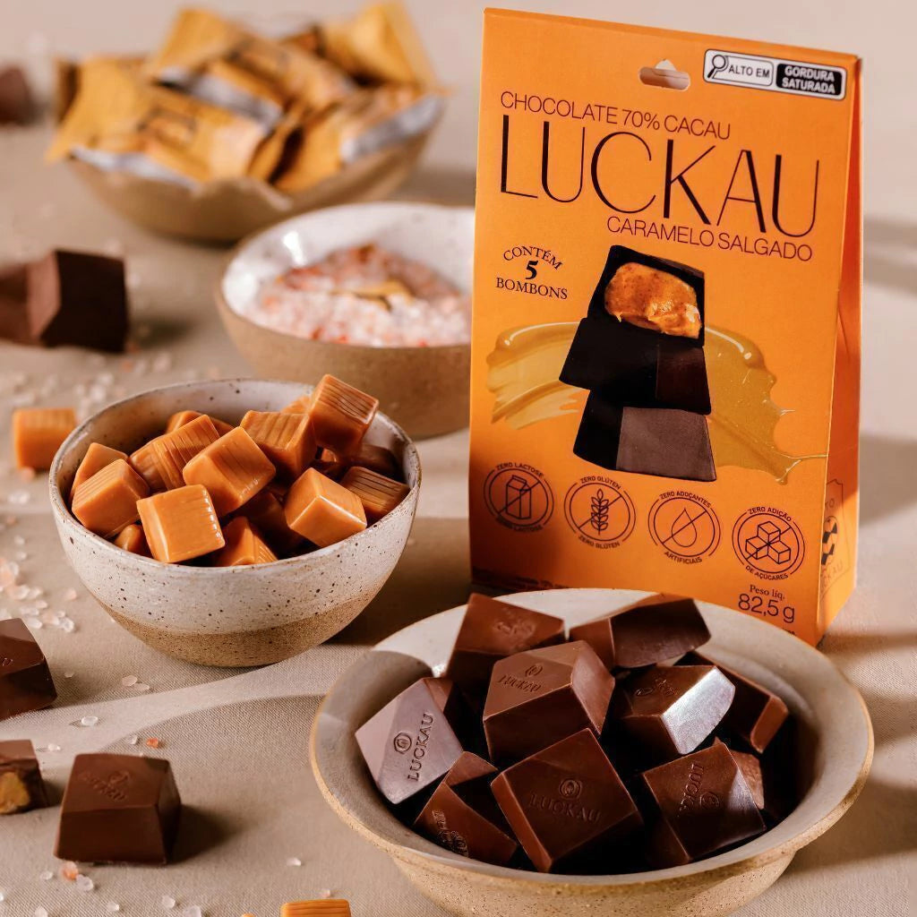 Pouch Bombom Chocolate 70% Cacau recheado com creme de Caramelo Salgado - Zero Adição de Açúcares, Lactose e Glúten - 5 - imagem 3