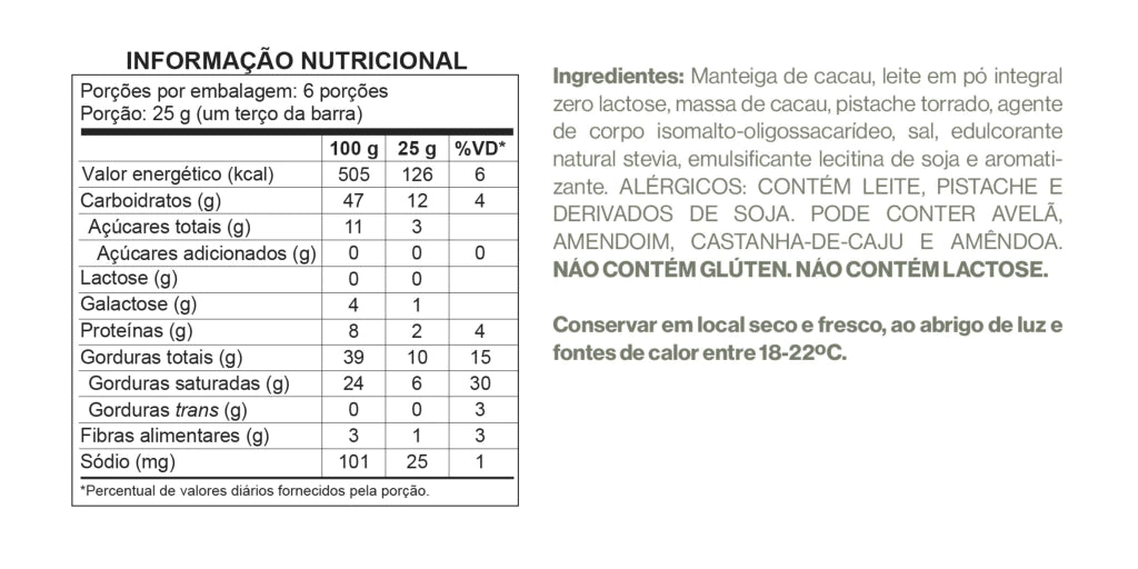 Display Barras Chocolate Ao Leite com pedaços de Pistache - Zero Adição de Açúcares, Lactose e Glúten - Luckau - 6 unida - imagem 4