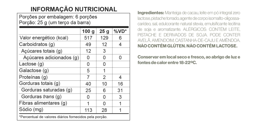 Display Barras Chocolate Branco com pedaços de Pistache - Zero Adição de Açúcares, Lactose e Glúten - Luckau - 6 unidade - imagem 4