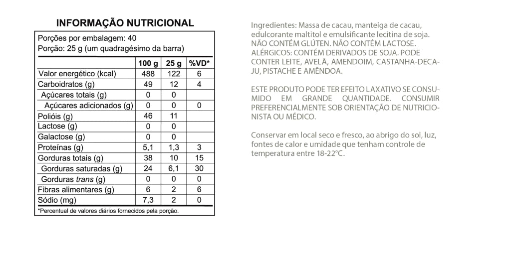 Barra Chocolate 54% Cacau – Vegana - 1,01kg - imagem 3
