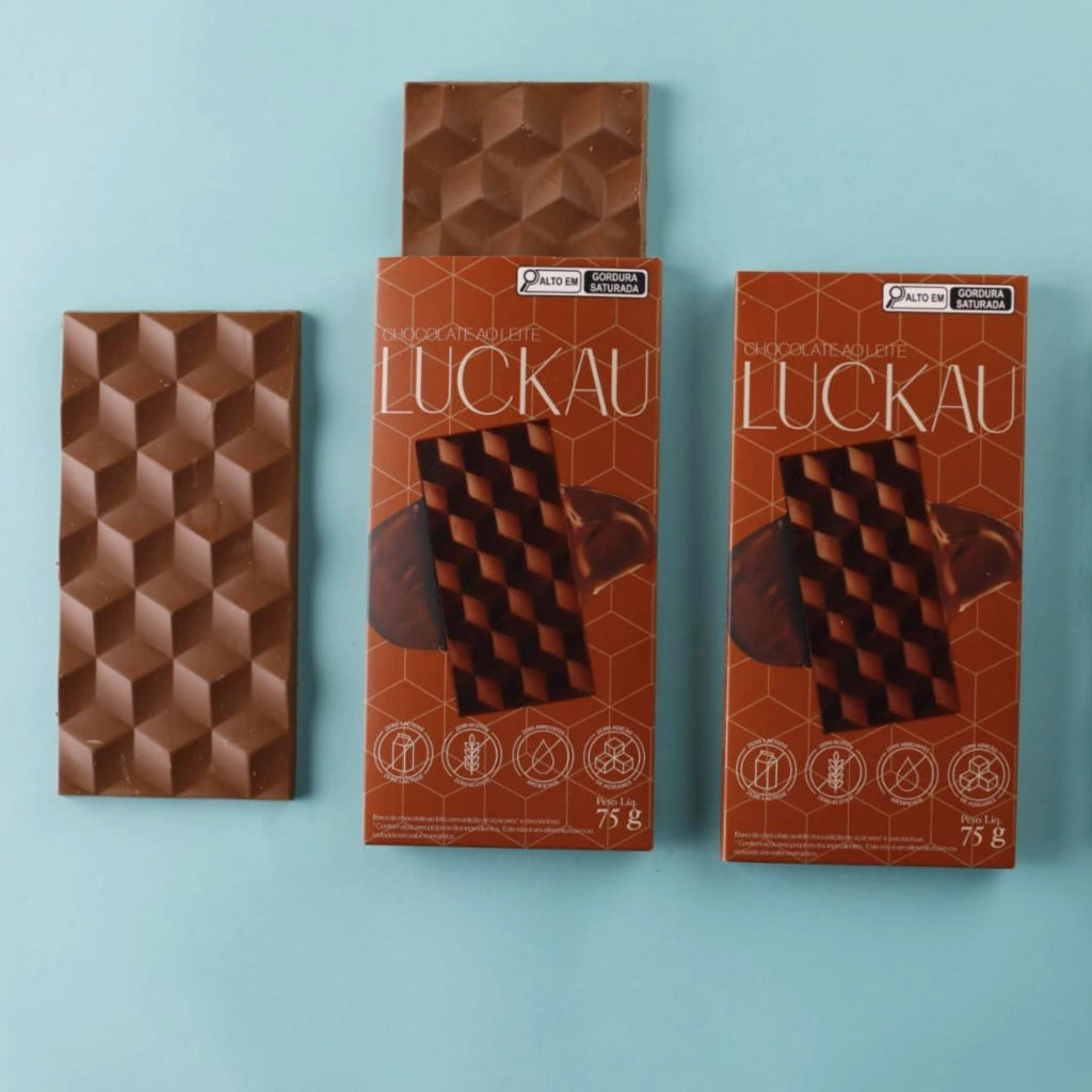 Barra Chocolate Ao Leite - Zero Adição de Açúcares, Lactose e Glúten - Luckau - 75g - imagem 3